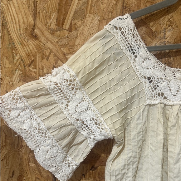 Vintage Cottagecore Peasant Cream Lace Crochet Trim Dress, No Brand, No Tags - Picture 6 of 13